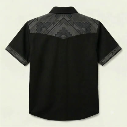 The Obsidian Beacon | Mesathread Pro Contrast Panel Short-Sleeve Western Shirt