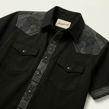 The Obsidian Beacon | Mesathread Pro Contrast Panel Short-Sleeve Western Shirt