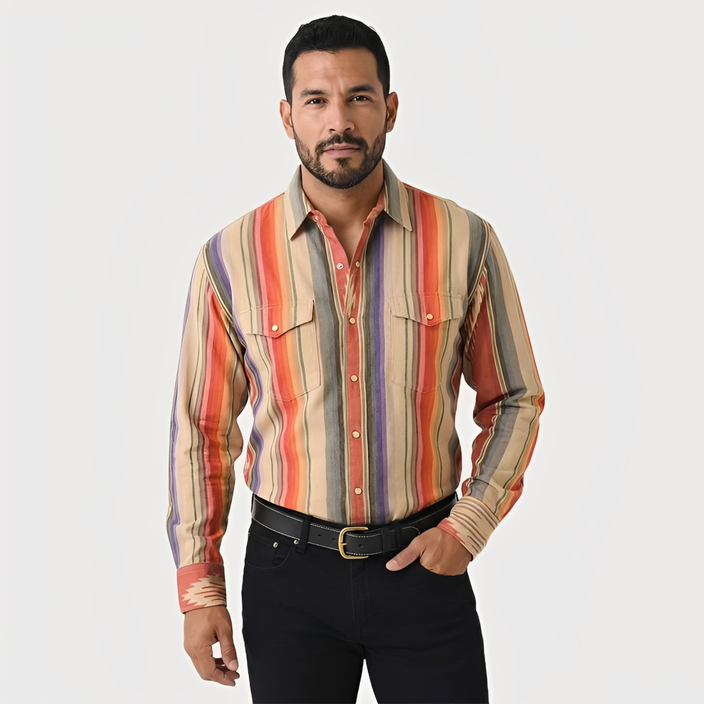 The Wyatt Pearl Snap | Heritage Serape & Chevron Western Shirt - 3