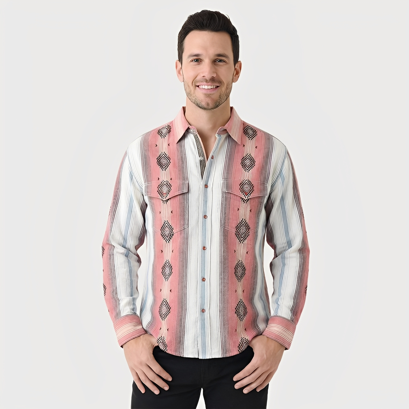 The Wyatt Pearl Snap | Heritage Serape & Chevron Western Shirt - 3