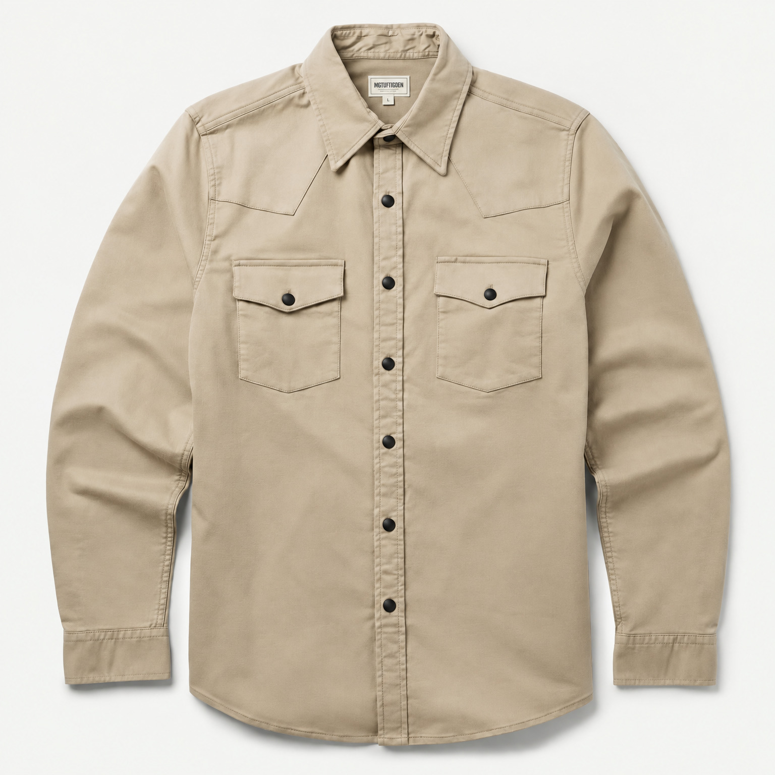 The Sandstorm Frontier | Essential Khaki Twill Western Shirt