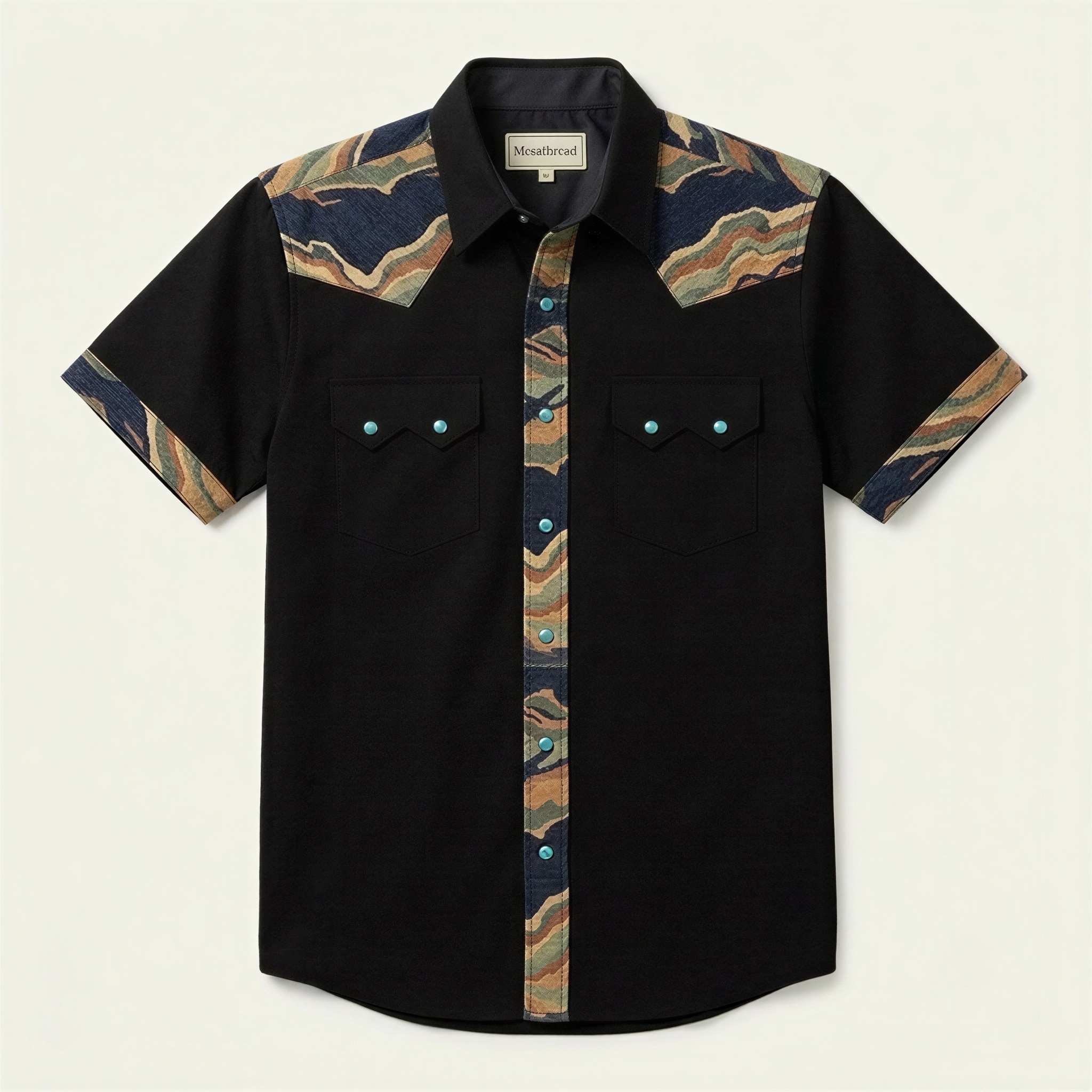 The Obsidian Ridge | Mesathread Pro Contrast Panel Short-Sleeve Western Shirt