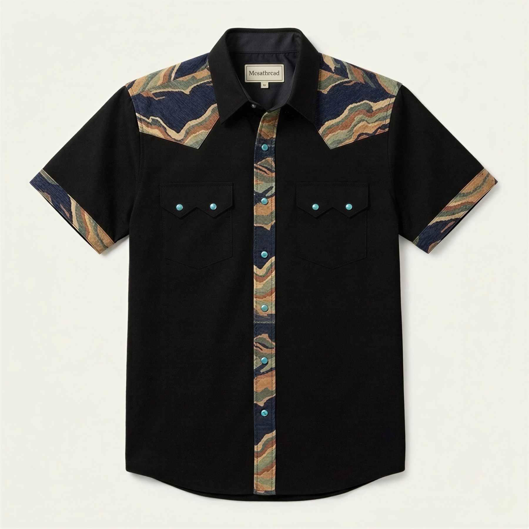The Obsidian Ridge | Mesathread Pro Contrast Panel Short-Sleeve Western Shirt