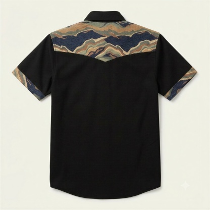 The Obsidian Ridge | Mesathread Pro Contrast Panel Short-Sleeve Western Shirt