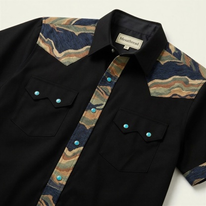 The Obsidian Ridge | Mesathread Pro Contrast Panel Short-Sleeve Western Shirt