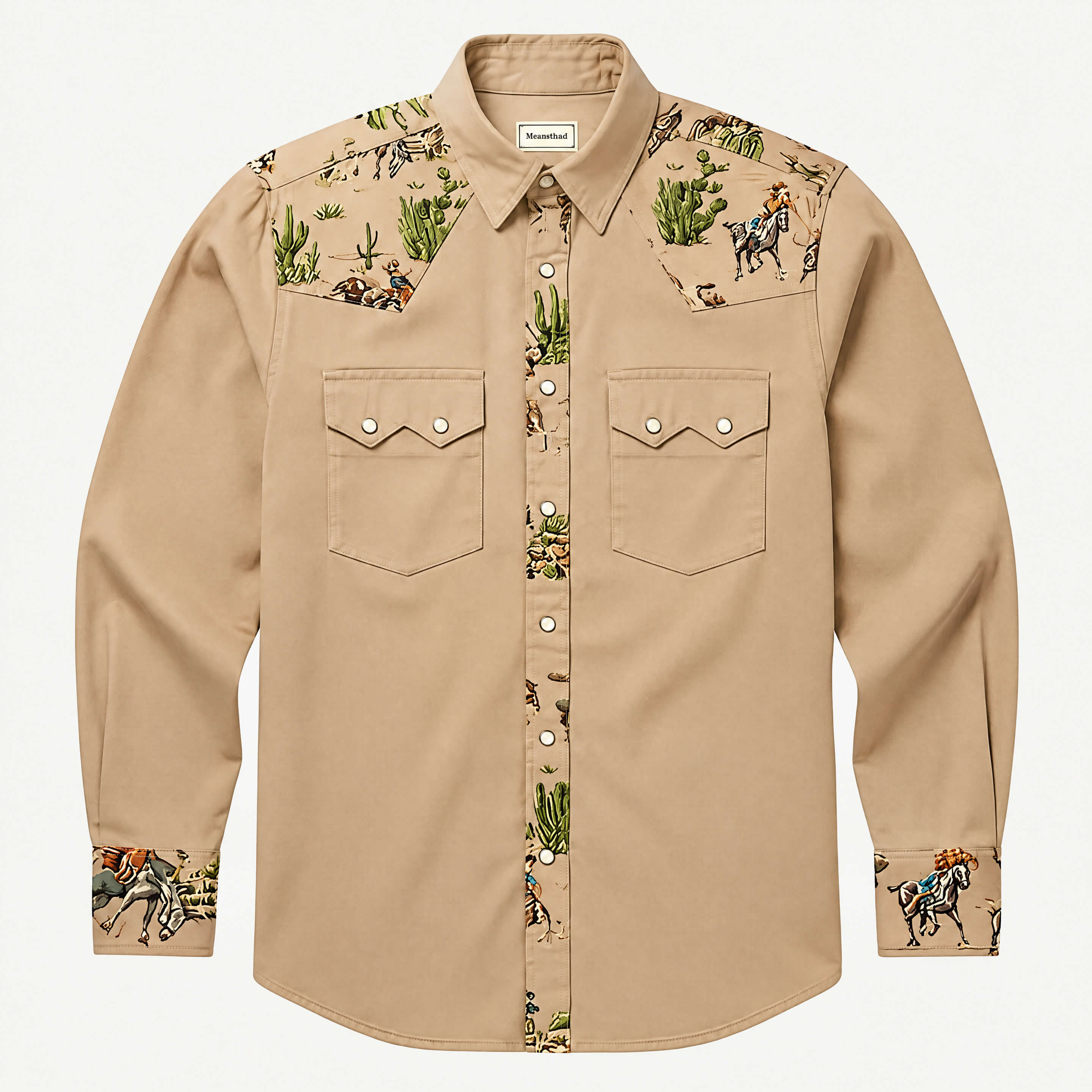 The Rodeo Rambler – Cowboy & Cactus Woven Yoke Western Shirt - Four Colors