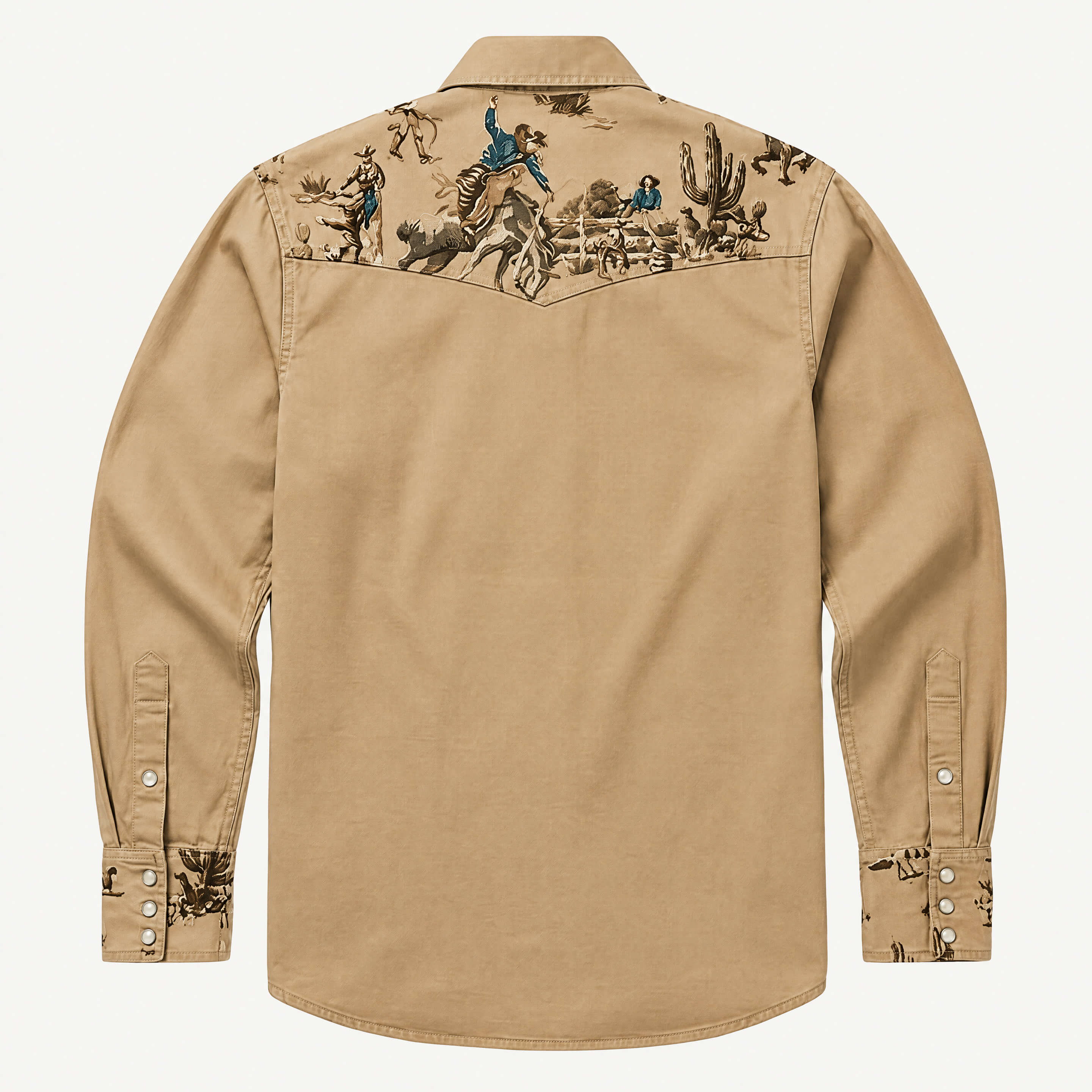 The Rodeo Rambler – Cowboy & Cactus Woven Yoke Western Shirt - Four Colors