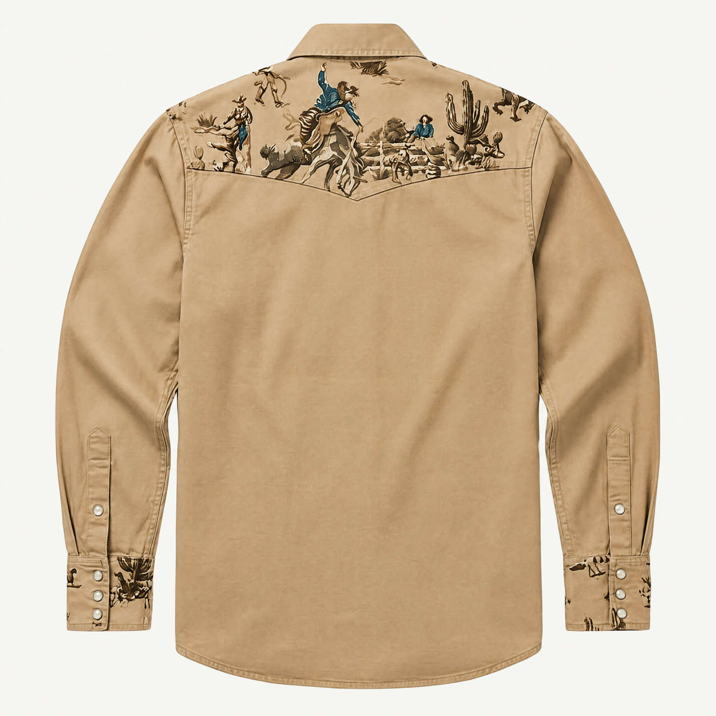 The Rodeo Rambler – Cowboy & Cactus Woven Yoke Western Shirt - Four Colors