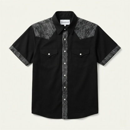 The Onyx Canyon | Mesathread Pro Contrast Panel Short-Sleeve Western Shirt