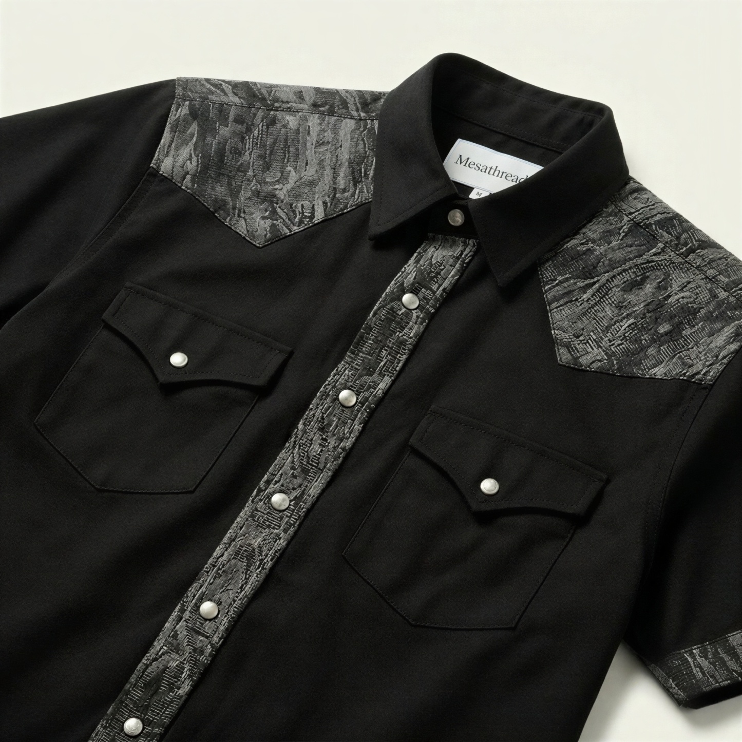 The Onyx Canyon | Mesathread Pro Contrast Panel Short-Sleeve Western Shirt