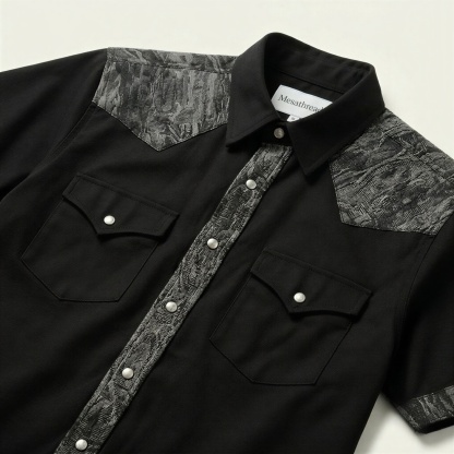 The Onyx Canyon | Mesathread Pro Contrast Panel Short-Sleeve Western Shirt