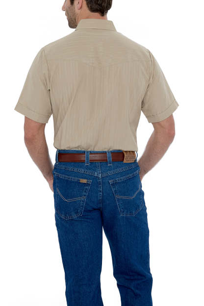 Men's  Cattleman Short Sleeve Solid Tone on Tone Western Snap Shirt-MesaThread