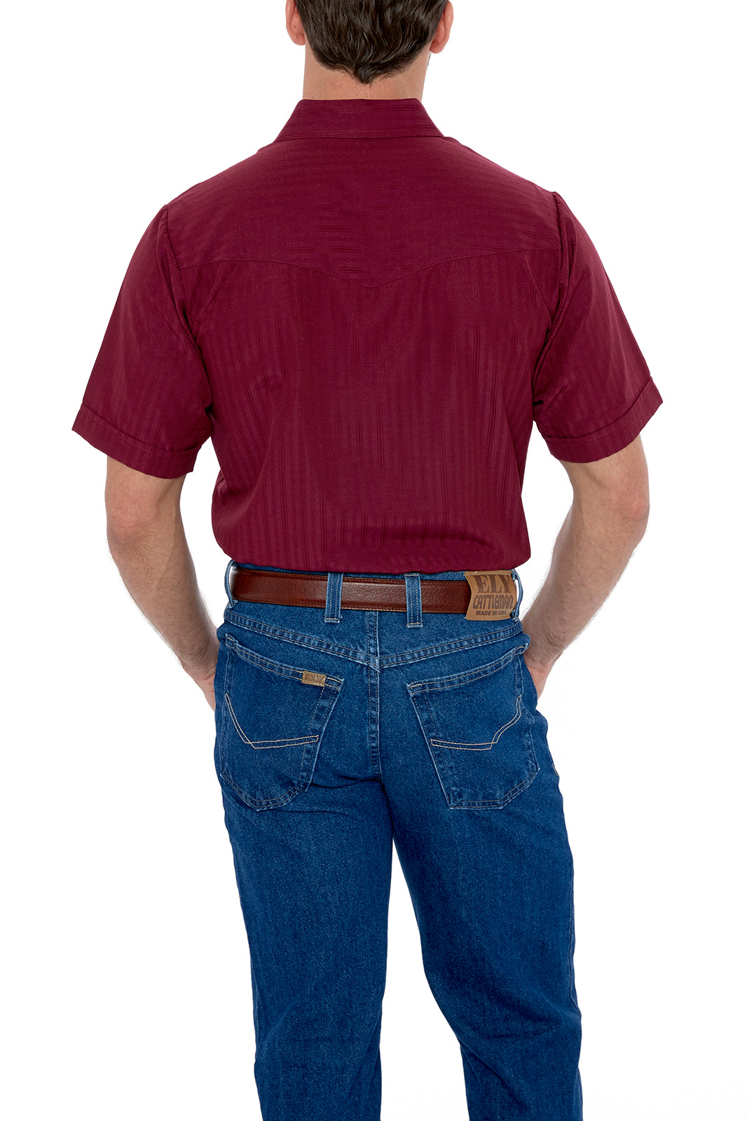 Men's  Cattleman Short Sleeve Solid Tone on Tone Western Snap Shirt-MesaThread