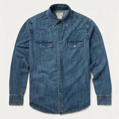 The Turquoise Trail | Stonewashed Denim Western Shirt