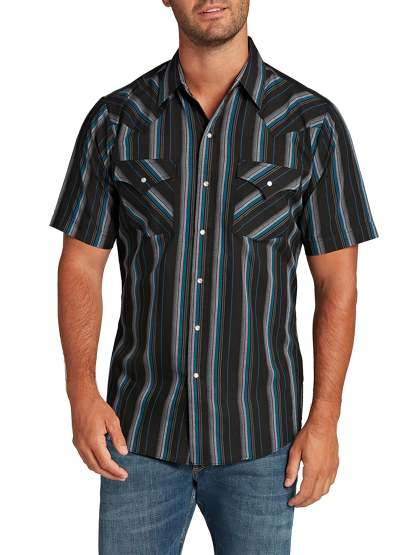 Men's  Cattleman Short Sleeve Stripe Western Snap Shirt-MesaThread