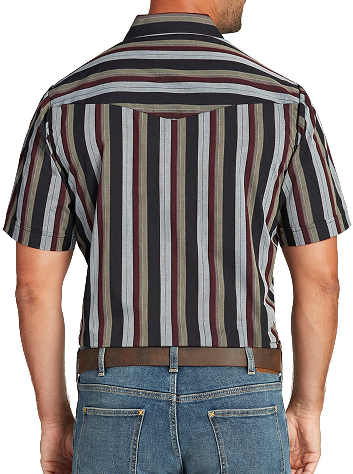 Men's  Cattleman Short Sleeve Stripe Western Snap Shirt-MesaThread