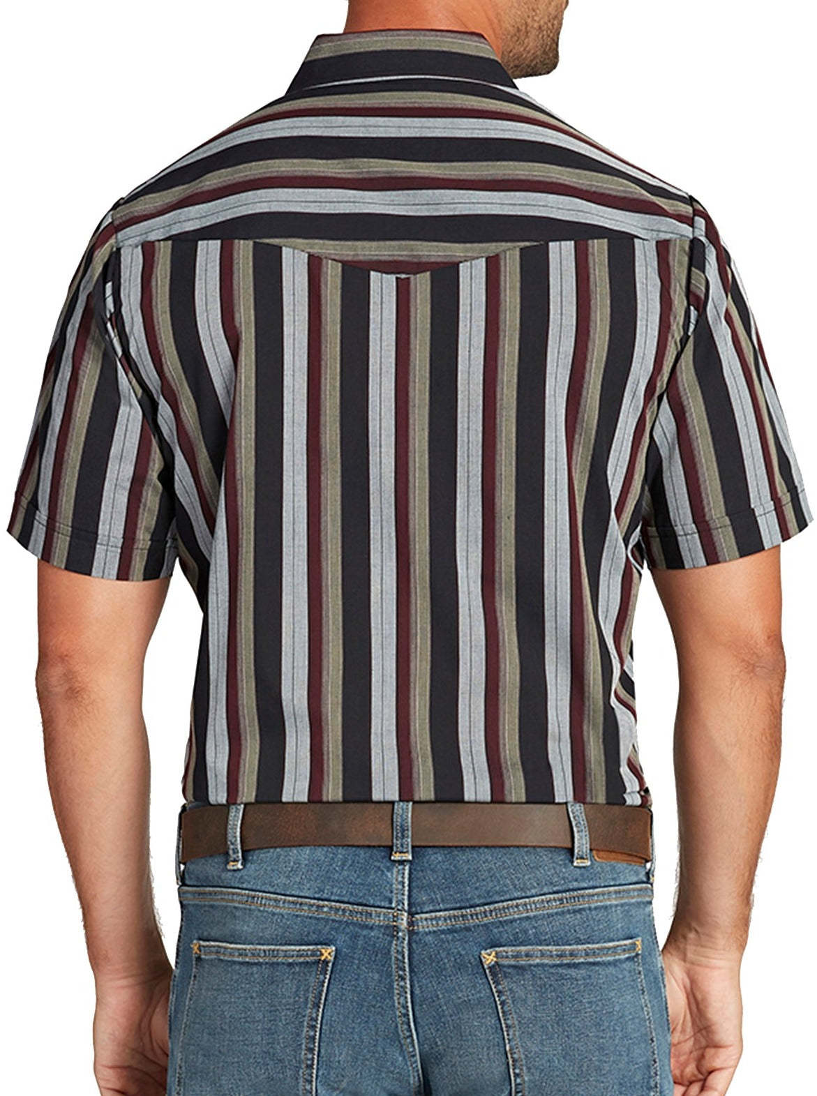 Men's  Cattleman Short Sleeve Stripe Western Snap Shirt-MesaThread