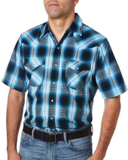 Men's Cattleman Short Sleeve Plaid Western Snap Shirt-MesaThread