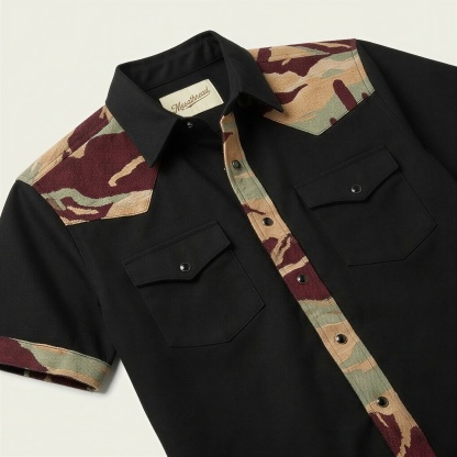 The Outpost Camo | Mesathread Pro Contrast Panel Short-Sleeve Western Shirt