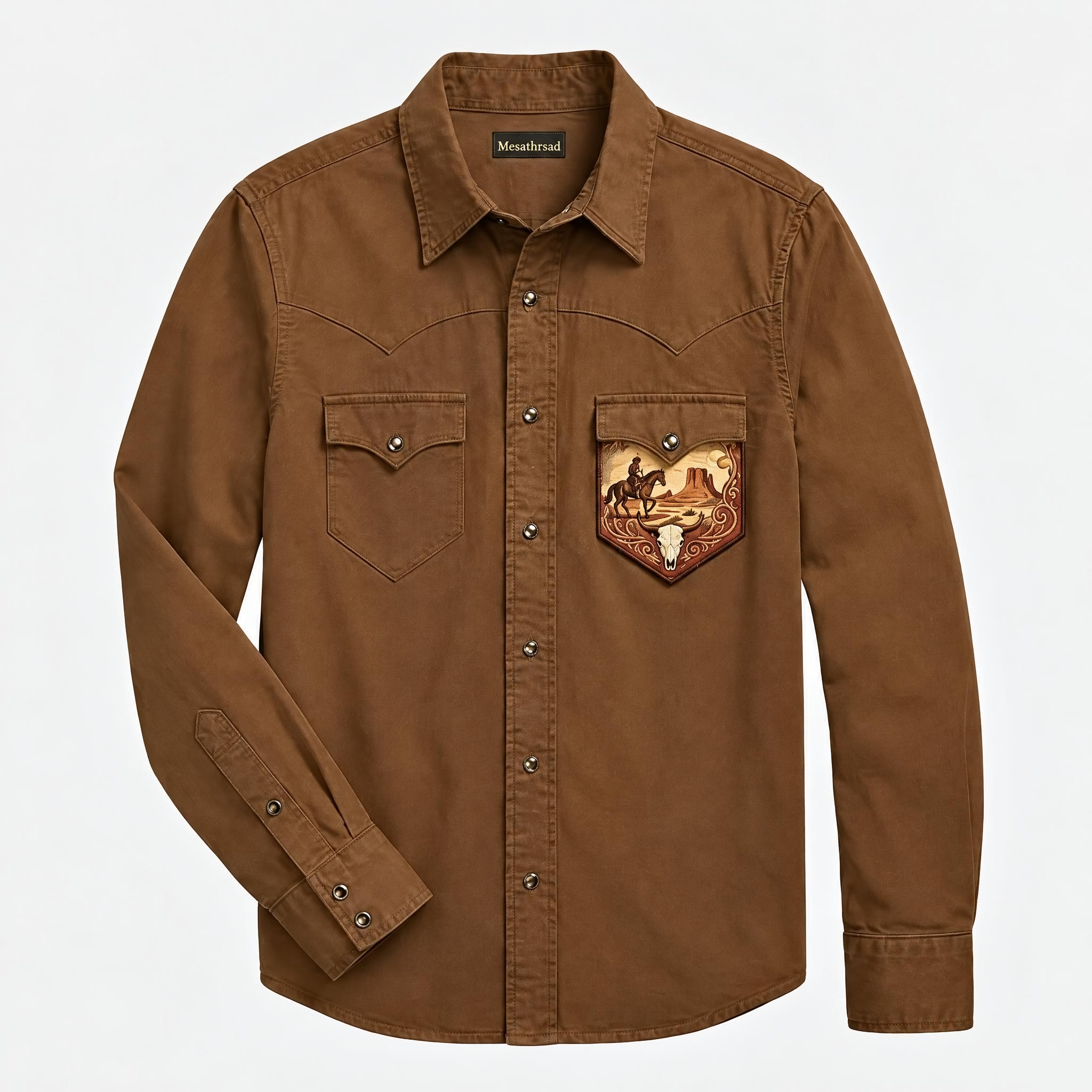 The Southwest Nomad | Letters & Western Elements Cotton Western Shirt