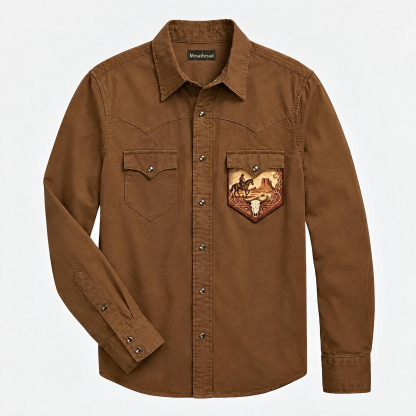 The Southwest Nomad | Letters & Western Elements Cotton Western Shirt
