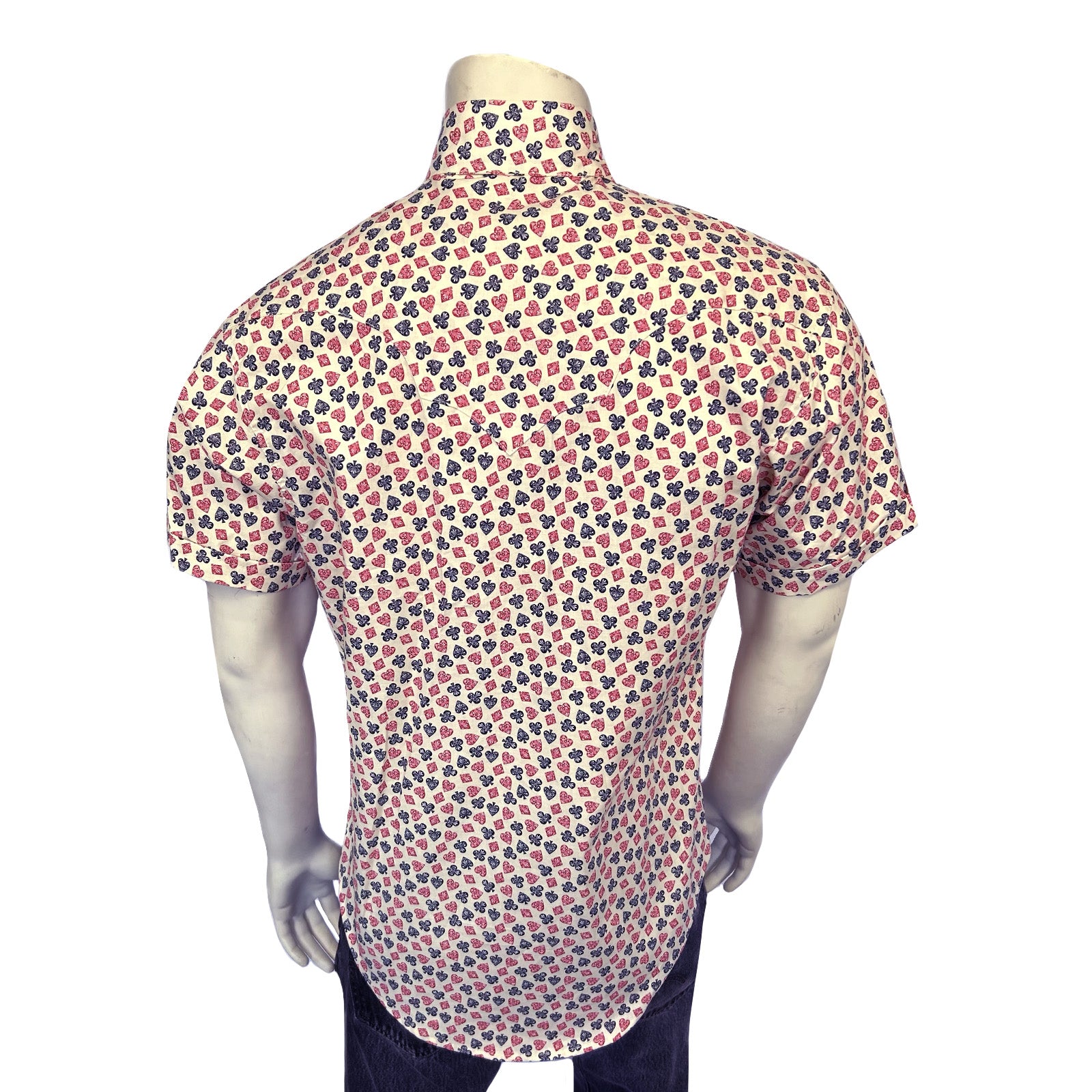 Men's Short Sleeve Cards Print Western Shirt-MesaThread