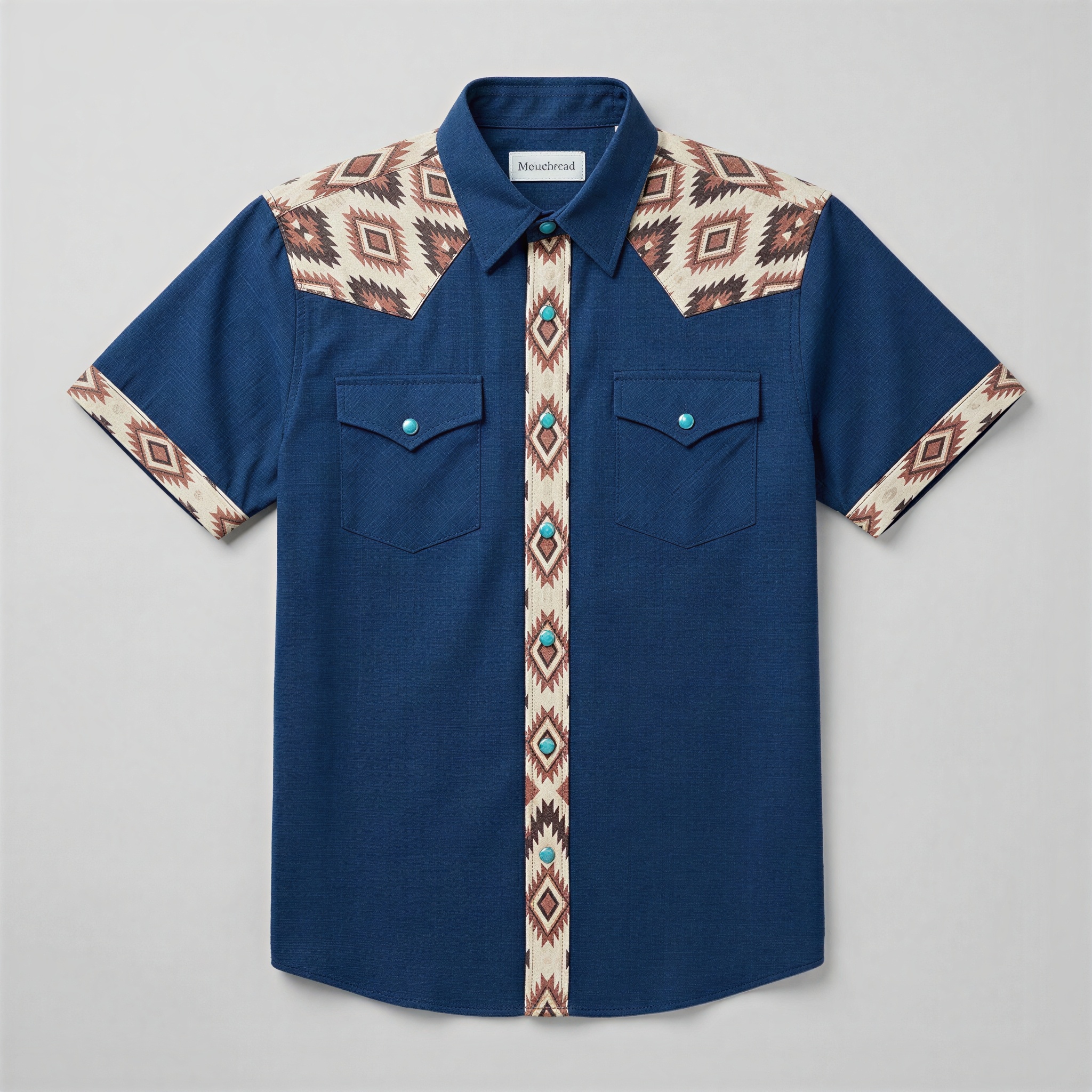The Indigo Beacon | Mesathread Pro Contrast Panel Short-Sleeve Western Shirt