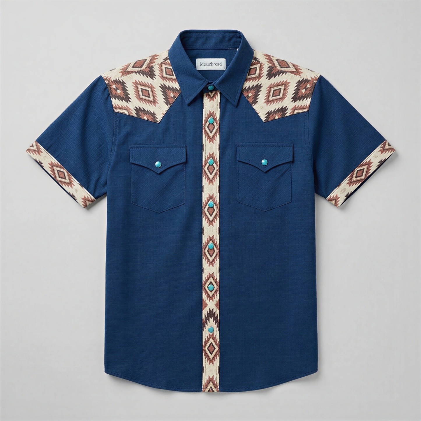 The Indigo Beacon | Mesathread Pro Contrast Panel Short-Sleeve Western Shirt