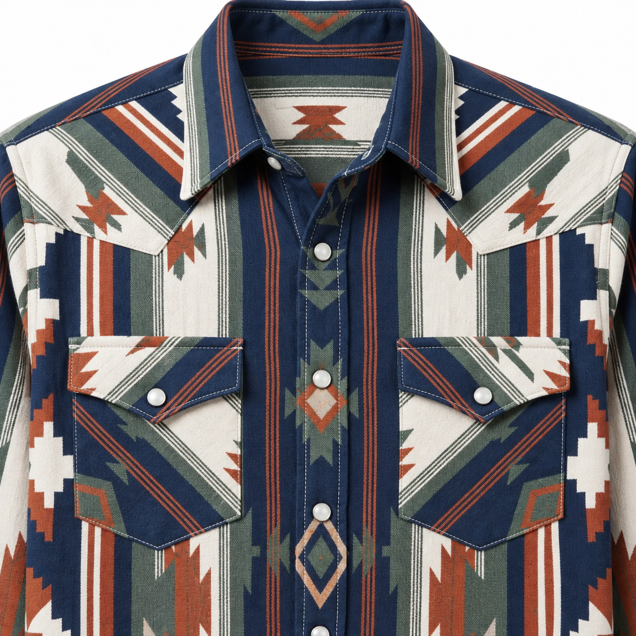 The Nightfall Mesa | Southwestern Geometric Stripe Western Shirt