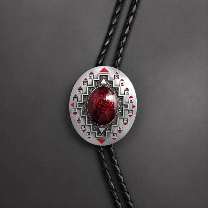 mesathread-southwestern-crimson-crackle-tribal-shield-western-bolo-tie-black-cord-front-view