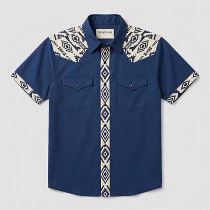The Indigo Ridge | Mesathread Pro Contrast Panel Short-Sleeve Western Shirt
