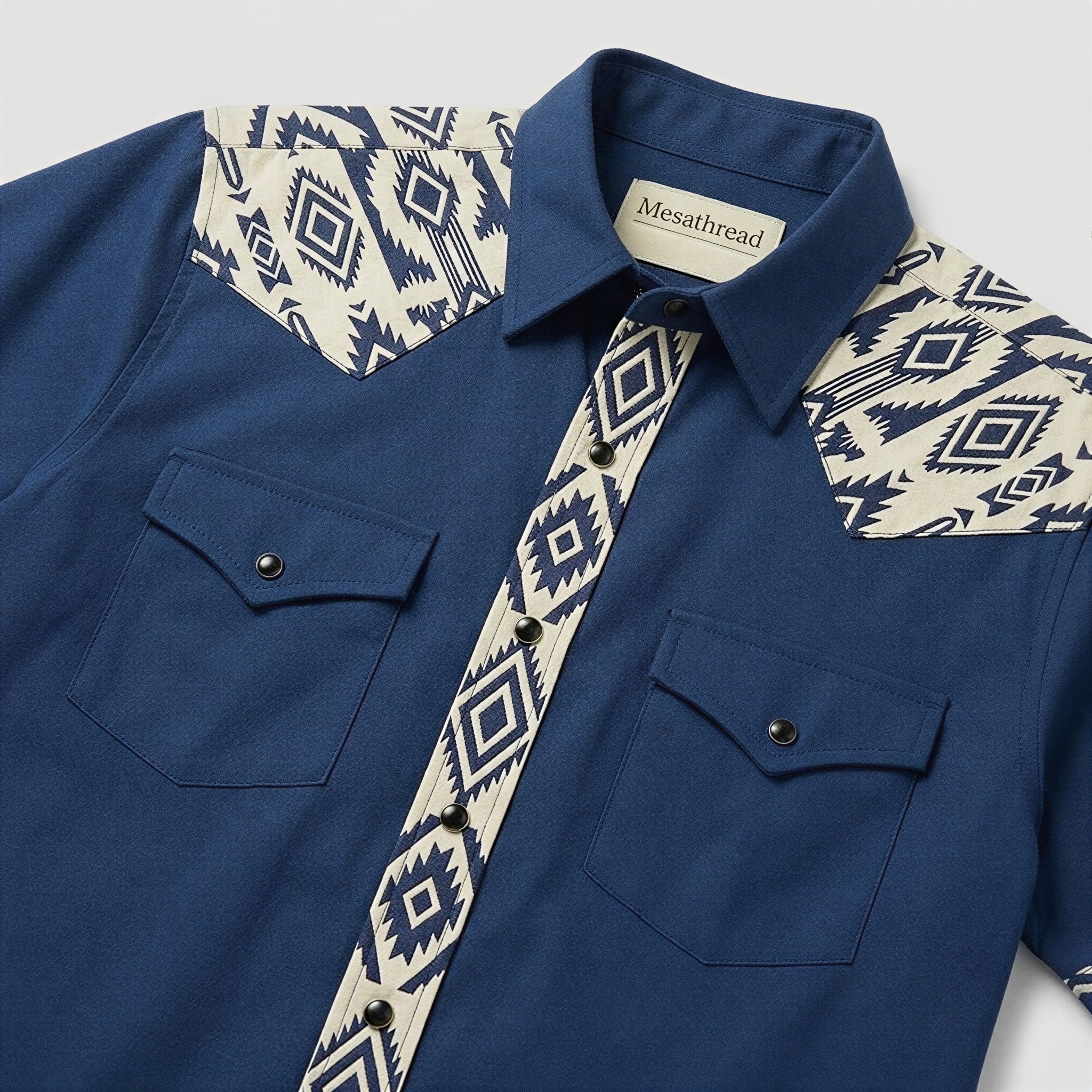 The Indigo Ridge | Mesathread Pro Contrast Panel Short-Sleeve Western Shirt