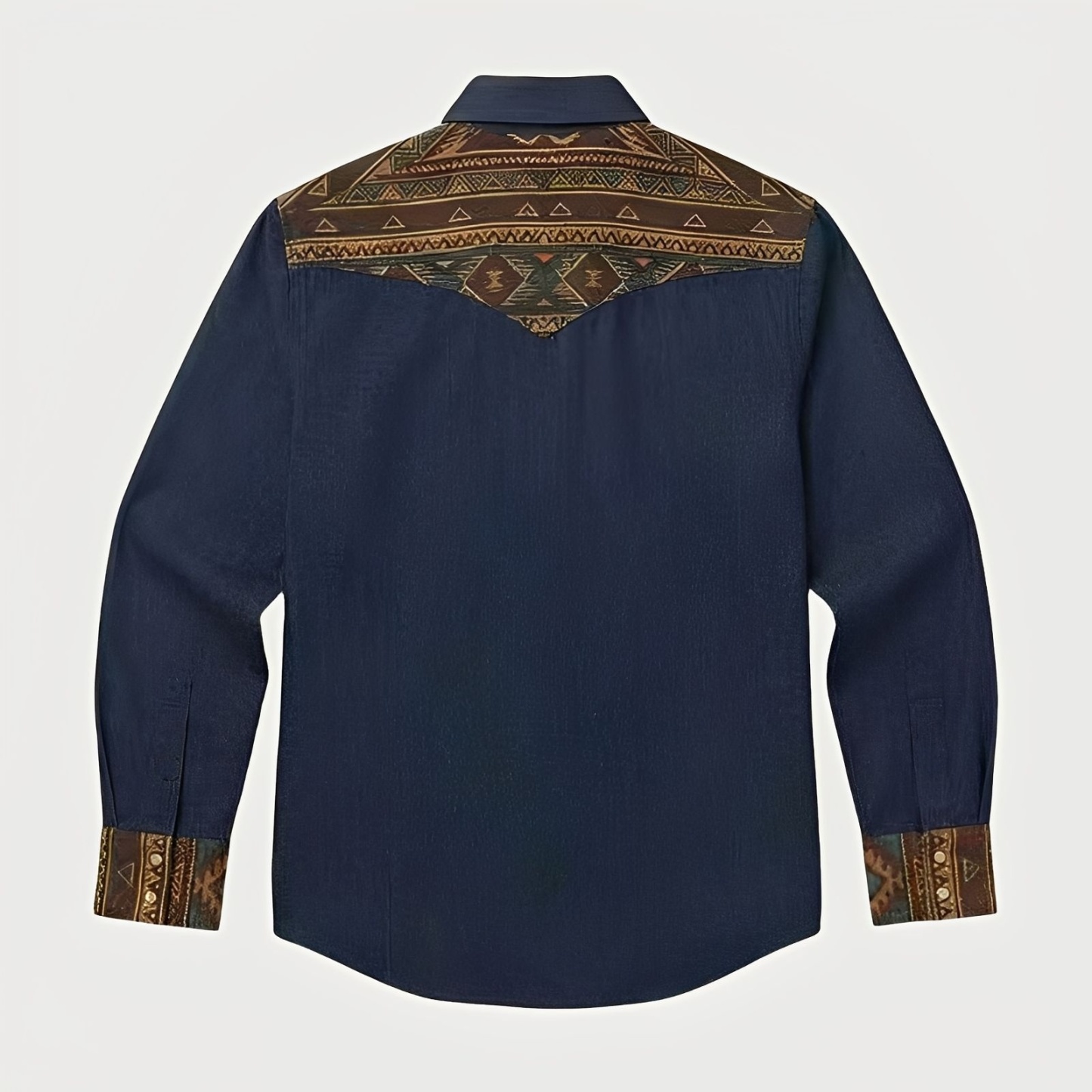 Aztec Totem Geometric Cotton Western Shirt - 4 Prints - Raw Indigo