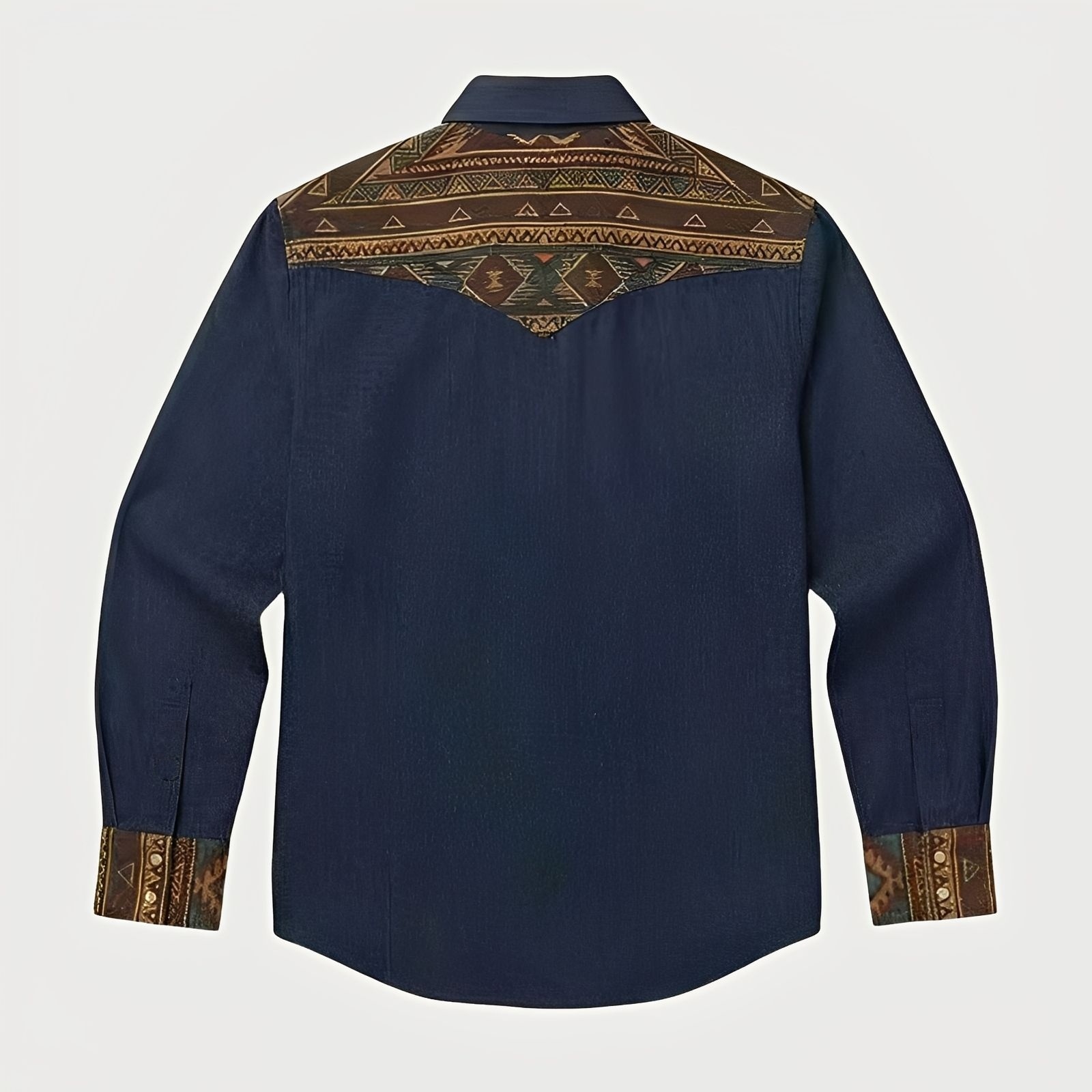 Aztec Totem Geometric Cotton Western Shirt - 4 Prints - Raw Indigo