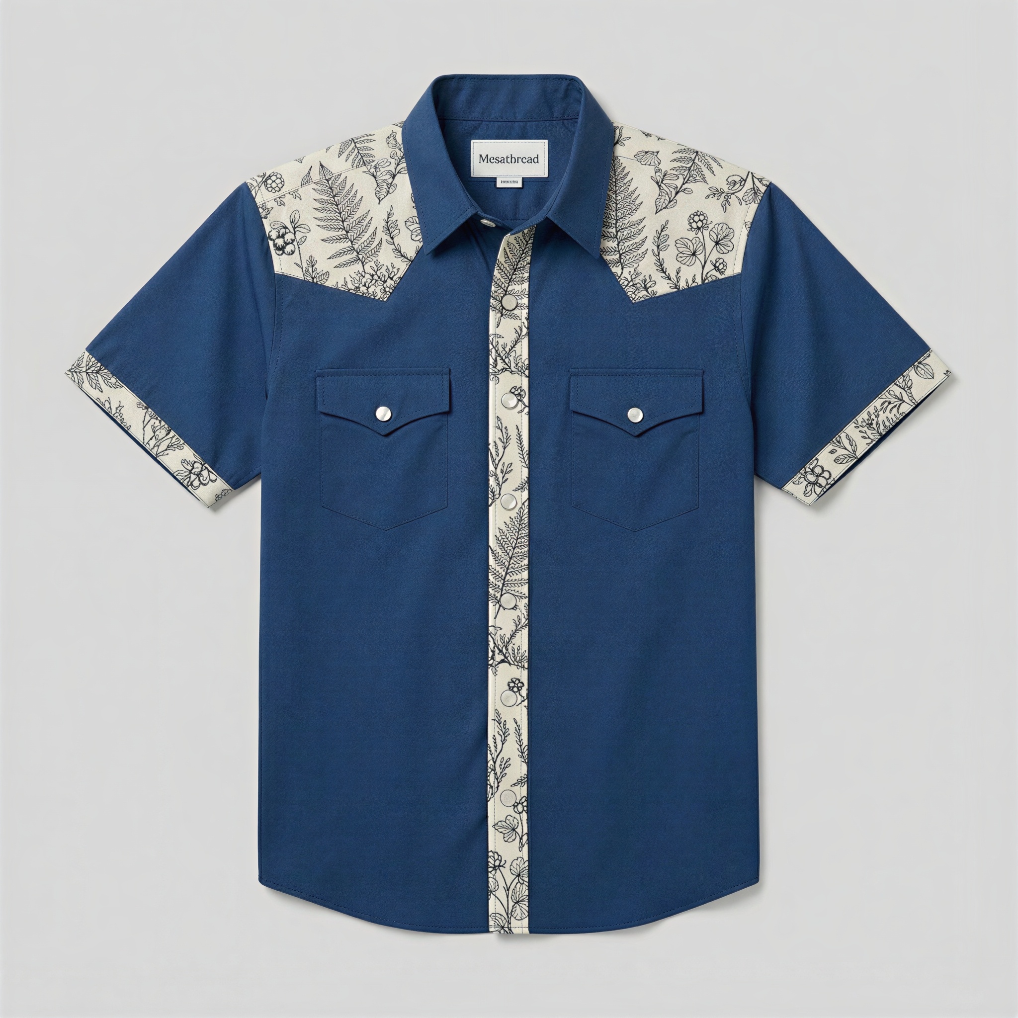 The Indigo Fern | Mesathread Pro Contrast Panel Short-Sleeve Western Shirt