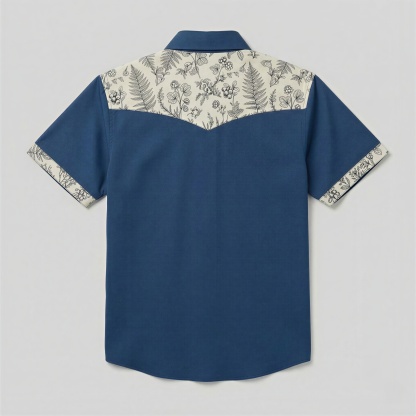 The Indigo Fern | Mesathread Pro Contrast Panel Short-Sleeve Western Shirt
