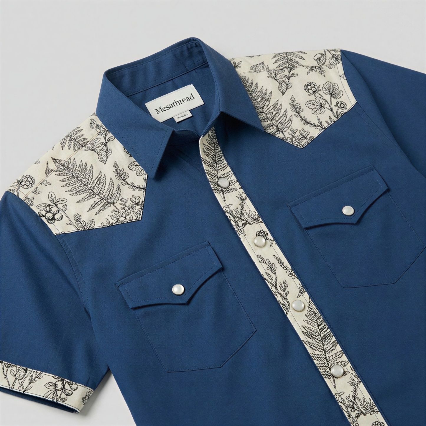 The Indigo Fern | Mesathread Pro Contrast Panel Short-Sleeve Western Shirt