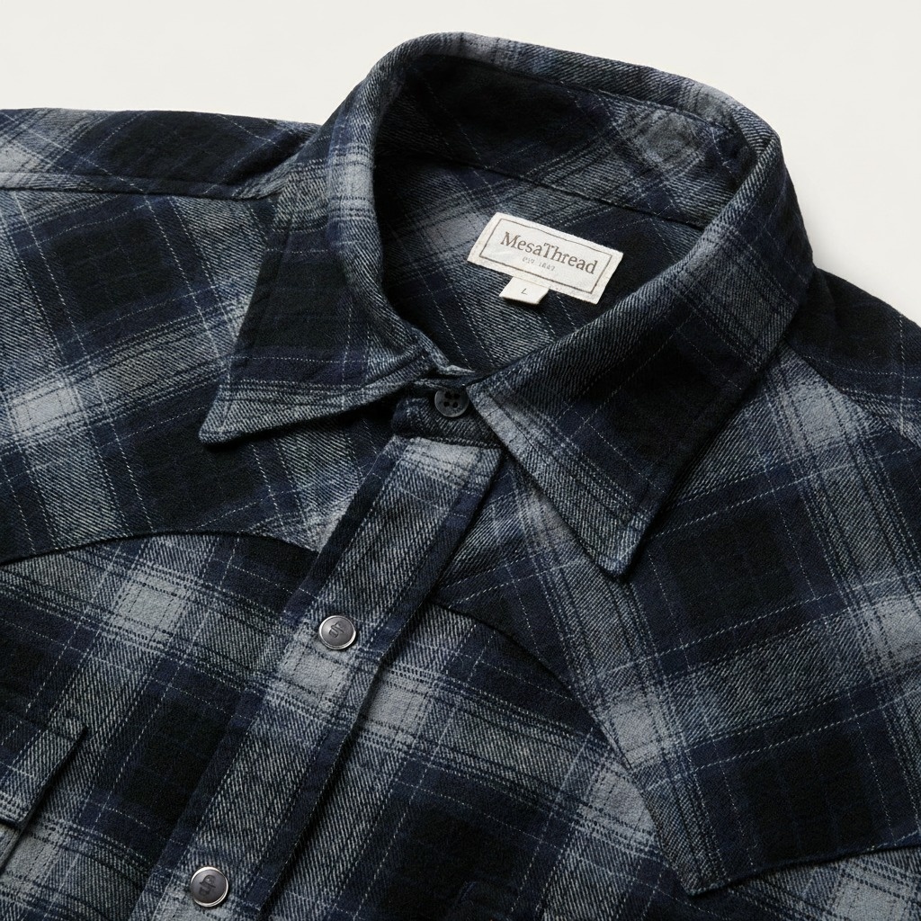 Brushed Twill Plaid Western Shirt-MesaThread