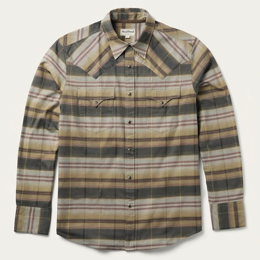 The Canyon Strata | Ombre Stripe Bias-Cut Western Shirt