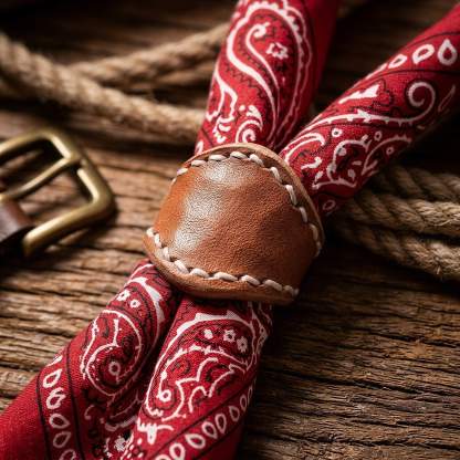 mesathread-frontier-heritage-hand-stitched-leather-wild-rag-slide-saddle-tan-lifestyle