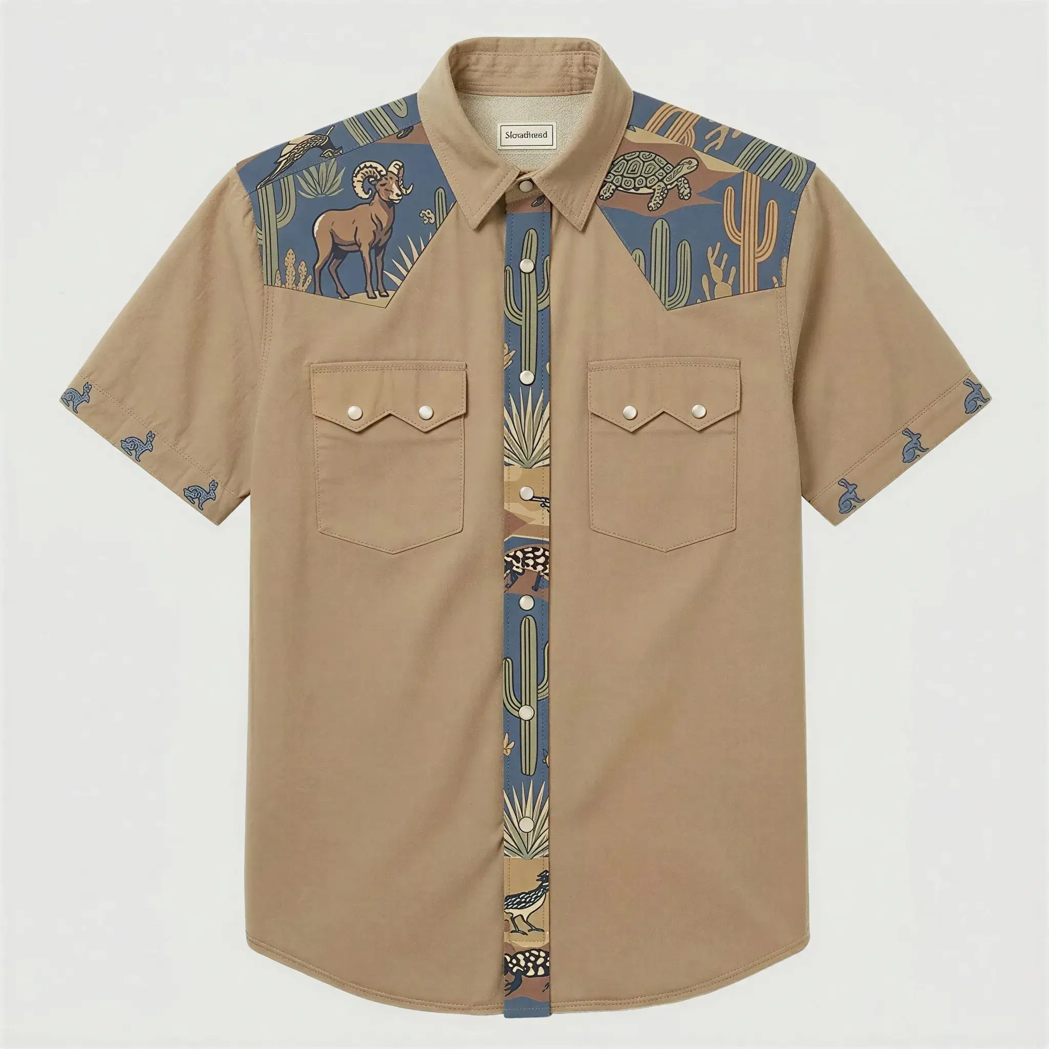 The Mojave Badlands | Mesathread Pro Contrast Panel Short-Sleeve Western Shirt
