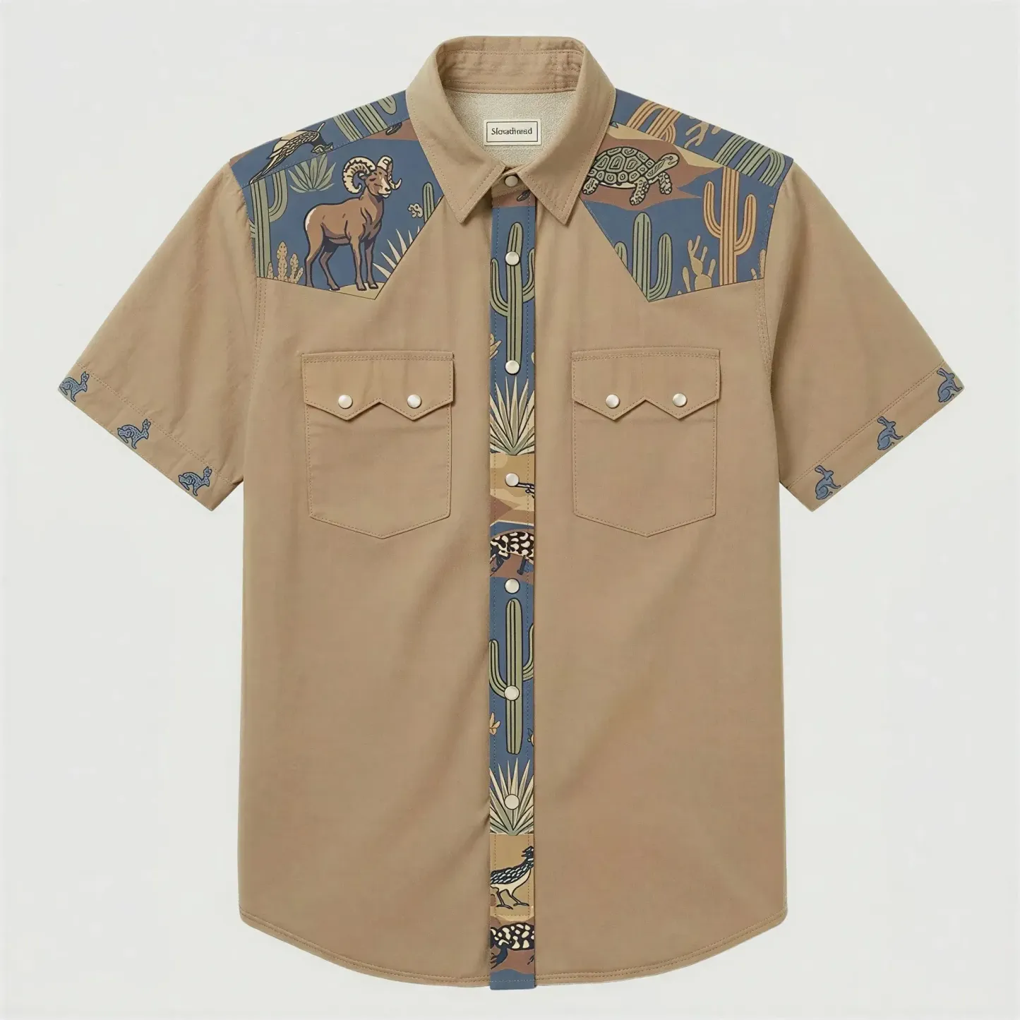 The Mojave Badlands | Mesathread Pro Contrast Panel Short-Sleeve Western Shirt