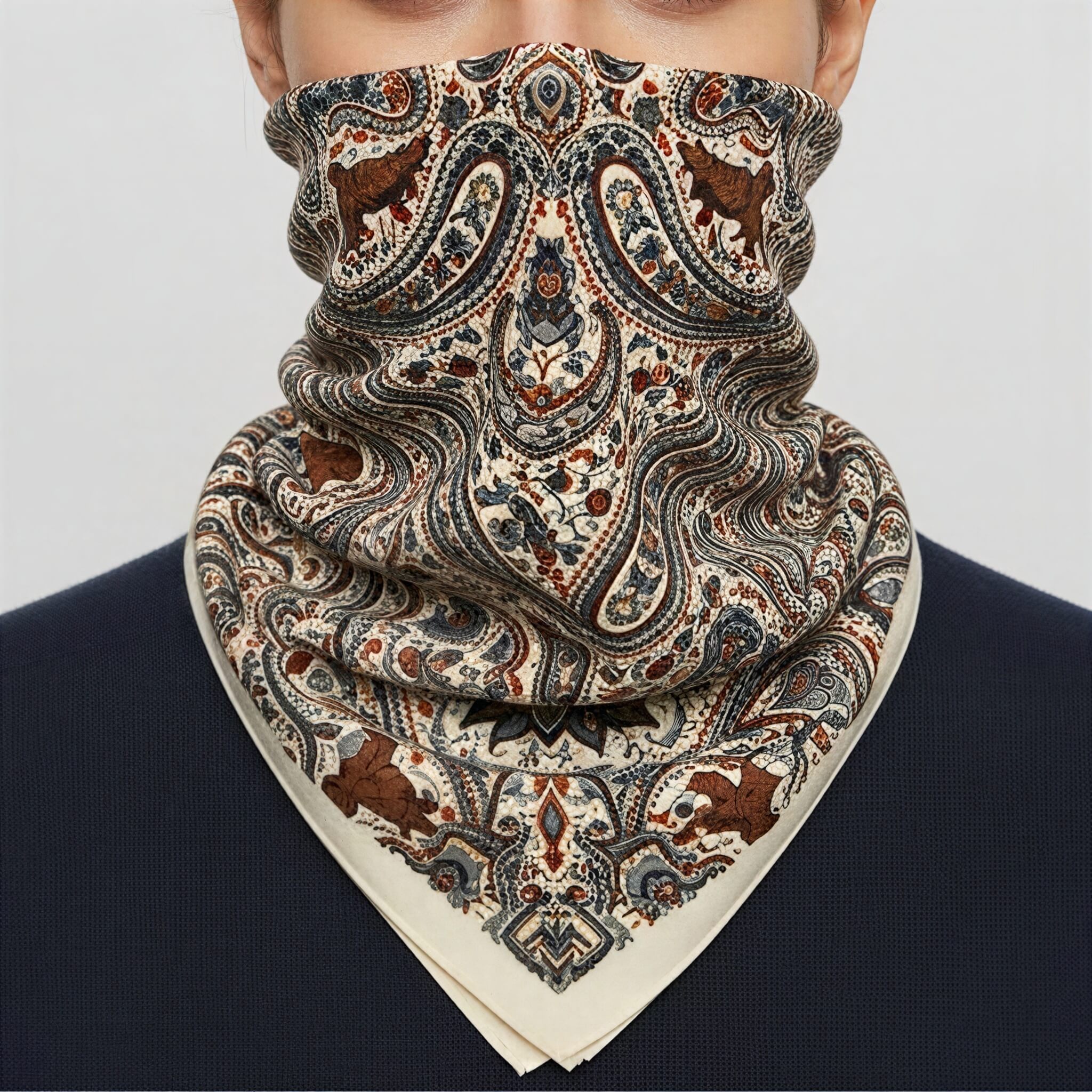 the-earthweave-tribe-mesathread-paisley-wildlife-silk-square-bandana-scarf-sand-bear-styled