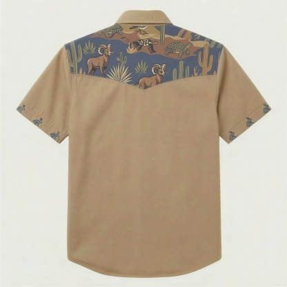 The Mojave Badlands | Mesathread Pro Contrast Panel Short-Sleeve Western Shirt