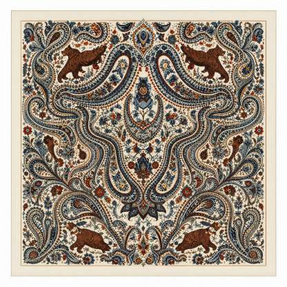 the-earthweave-tribe-mesathread-paisley-wildlife-silk-square-bandana-scarf-sand-bear-flat-lay