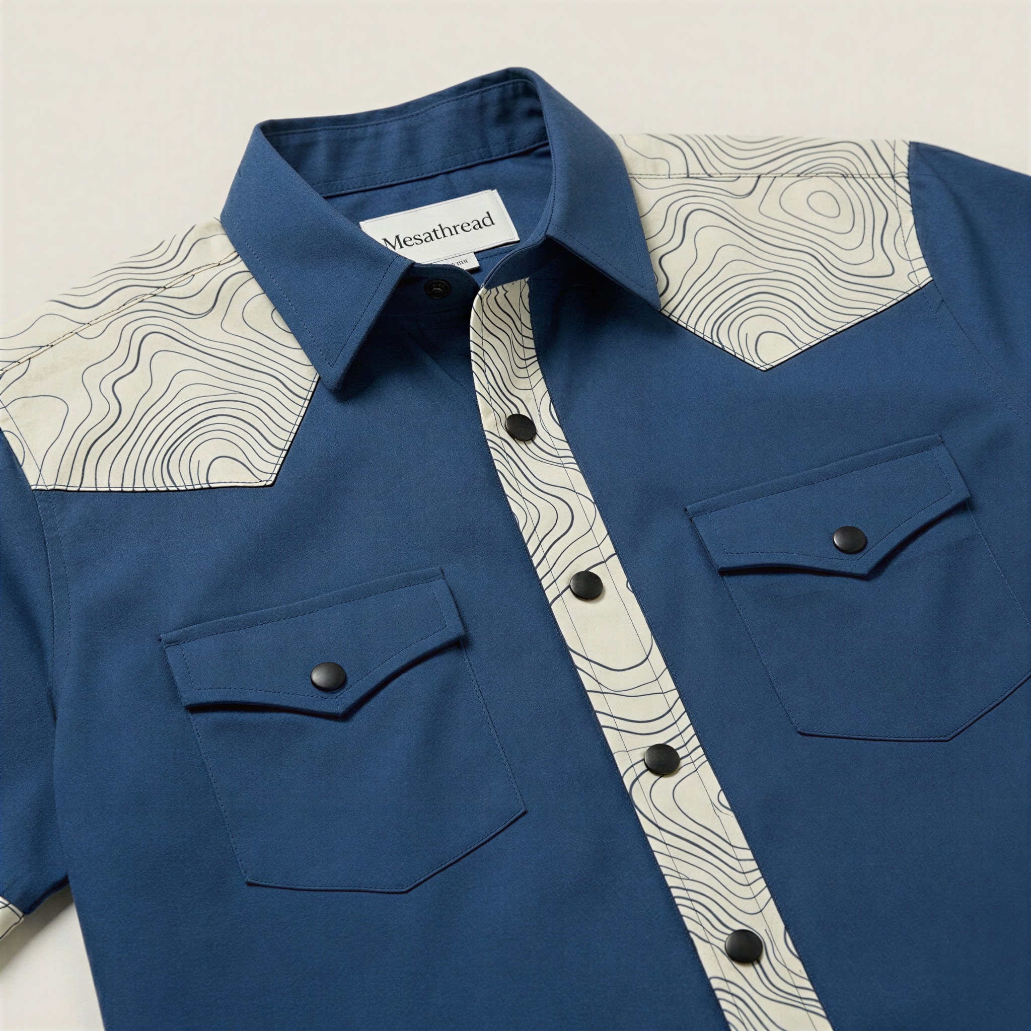 The Indigo Topo | Mesathread Pro Contrast Panel Short-Sleeve Western Shirt