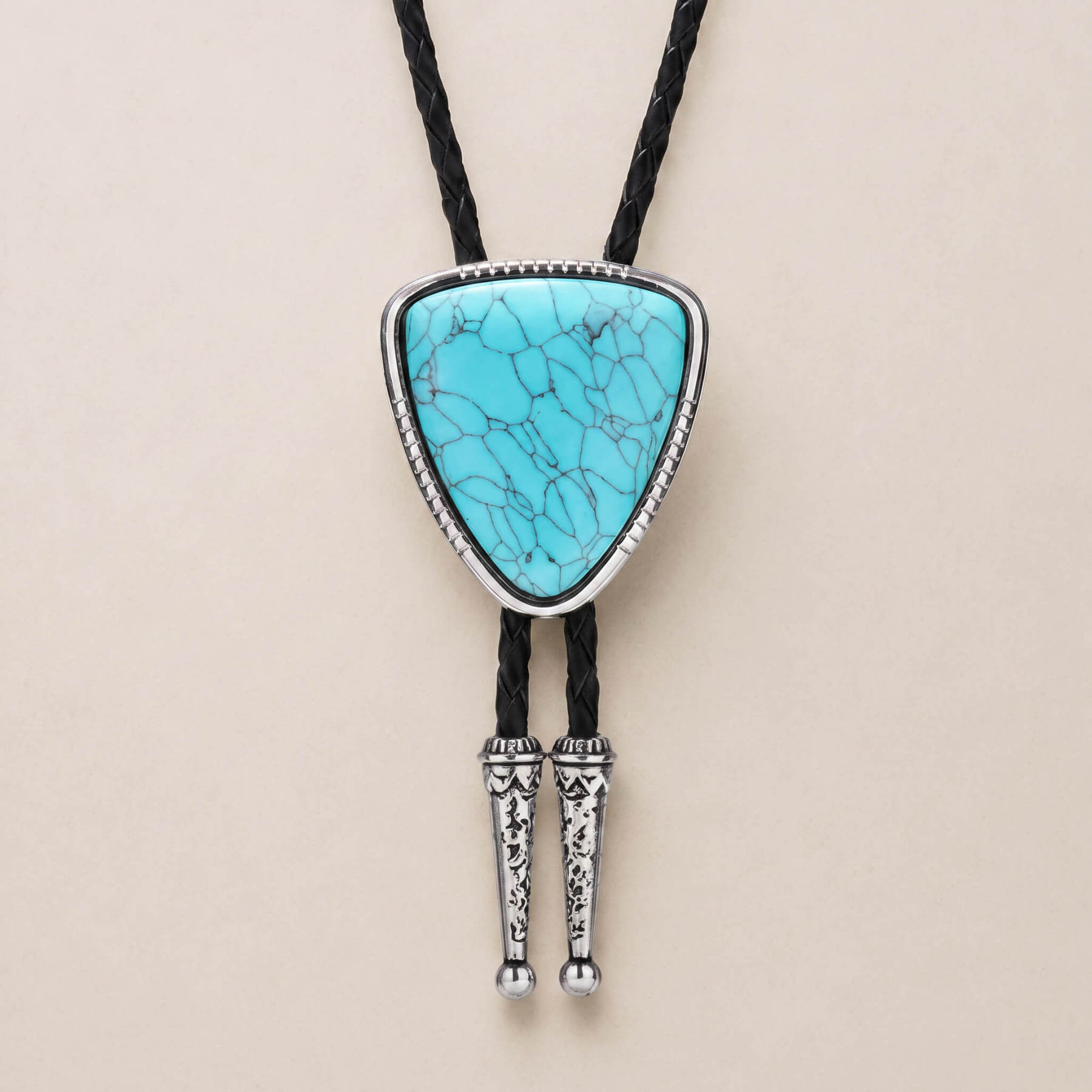 mesathread-triangular-turquoise-western-bolo-tie-black-braided-cord-front-view