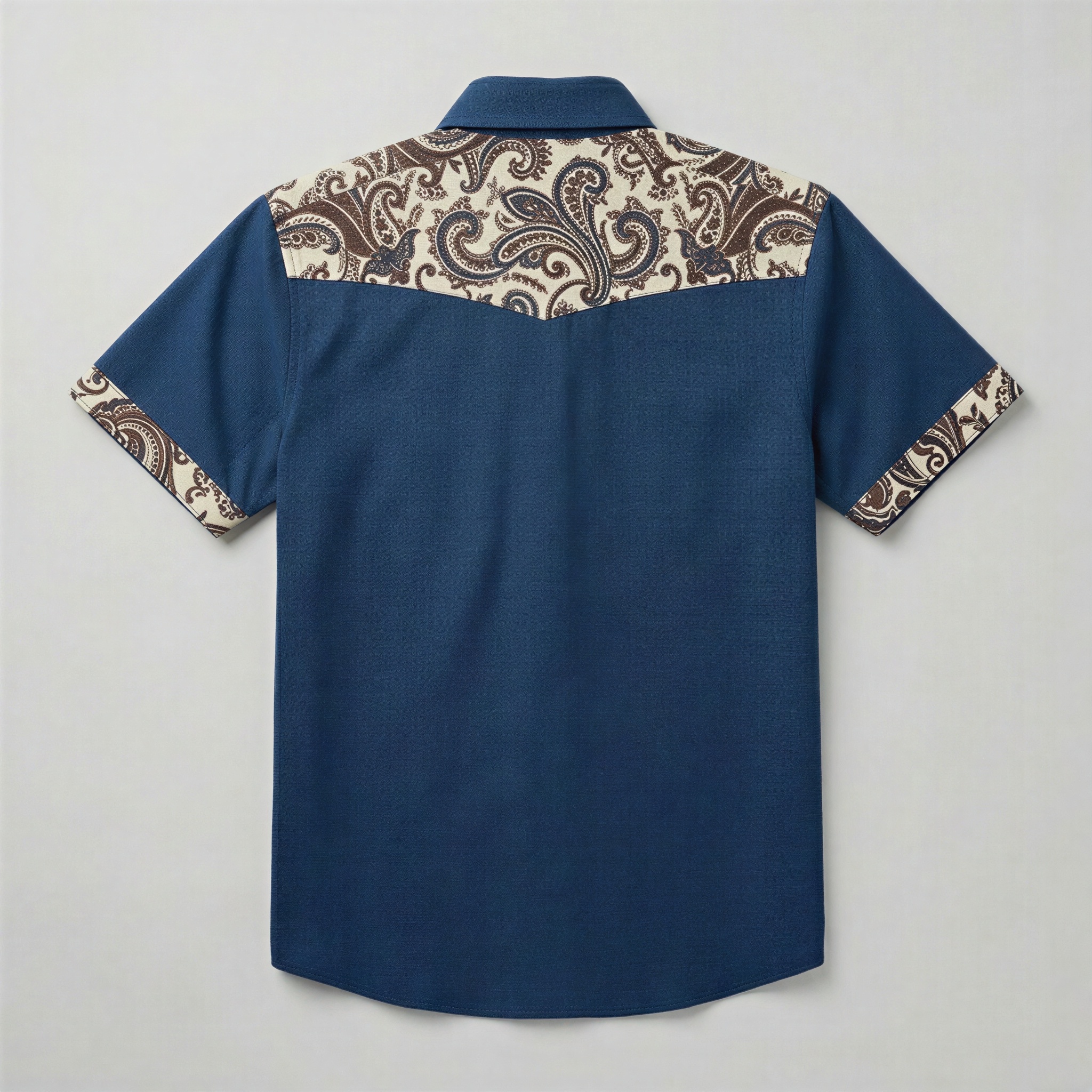 The Indigo Paisley | Mesathread Pro Contrast Panel Short-Sleeve Western Shirt