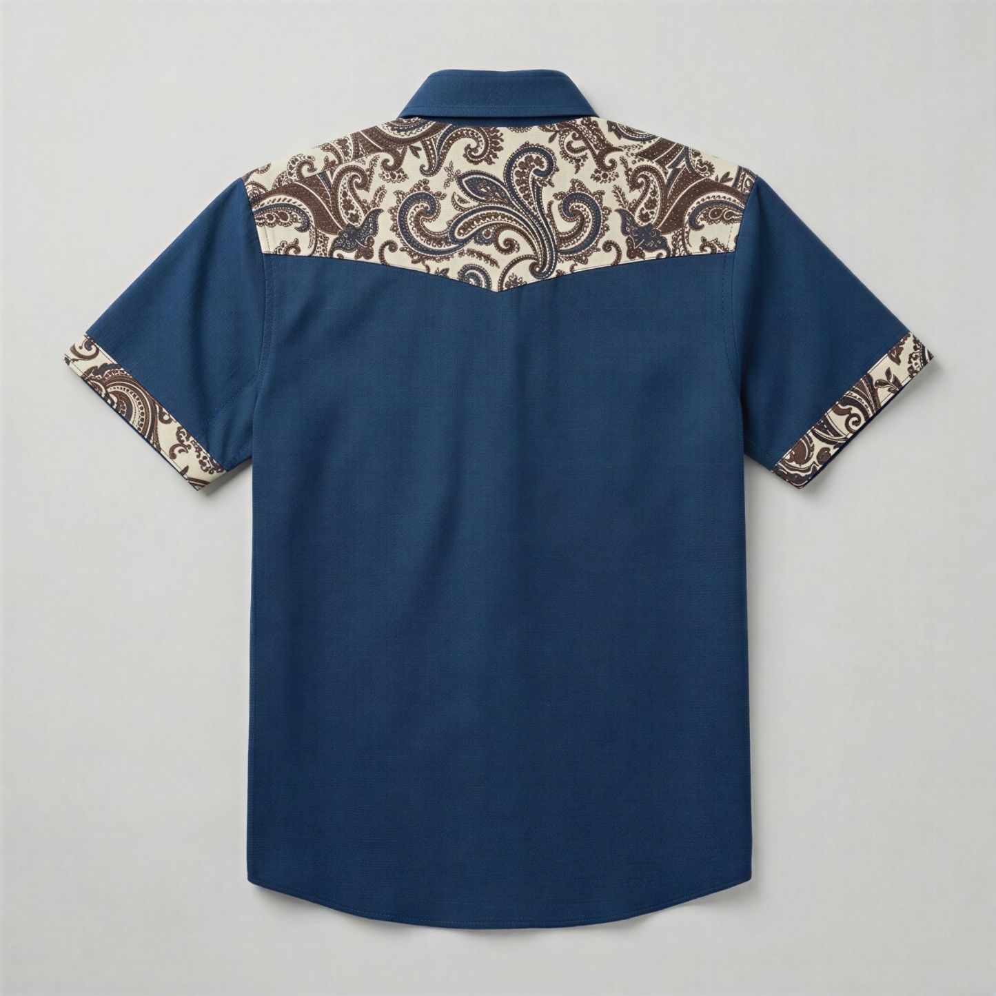 The Indigo Paisley | Mesathread Pro Contrast Panel Short-Sleeve Western Shirt
