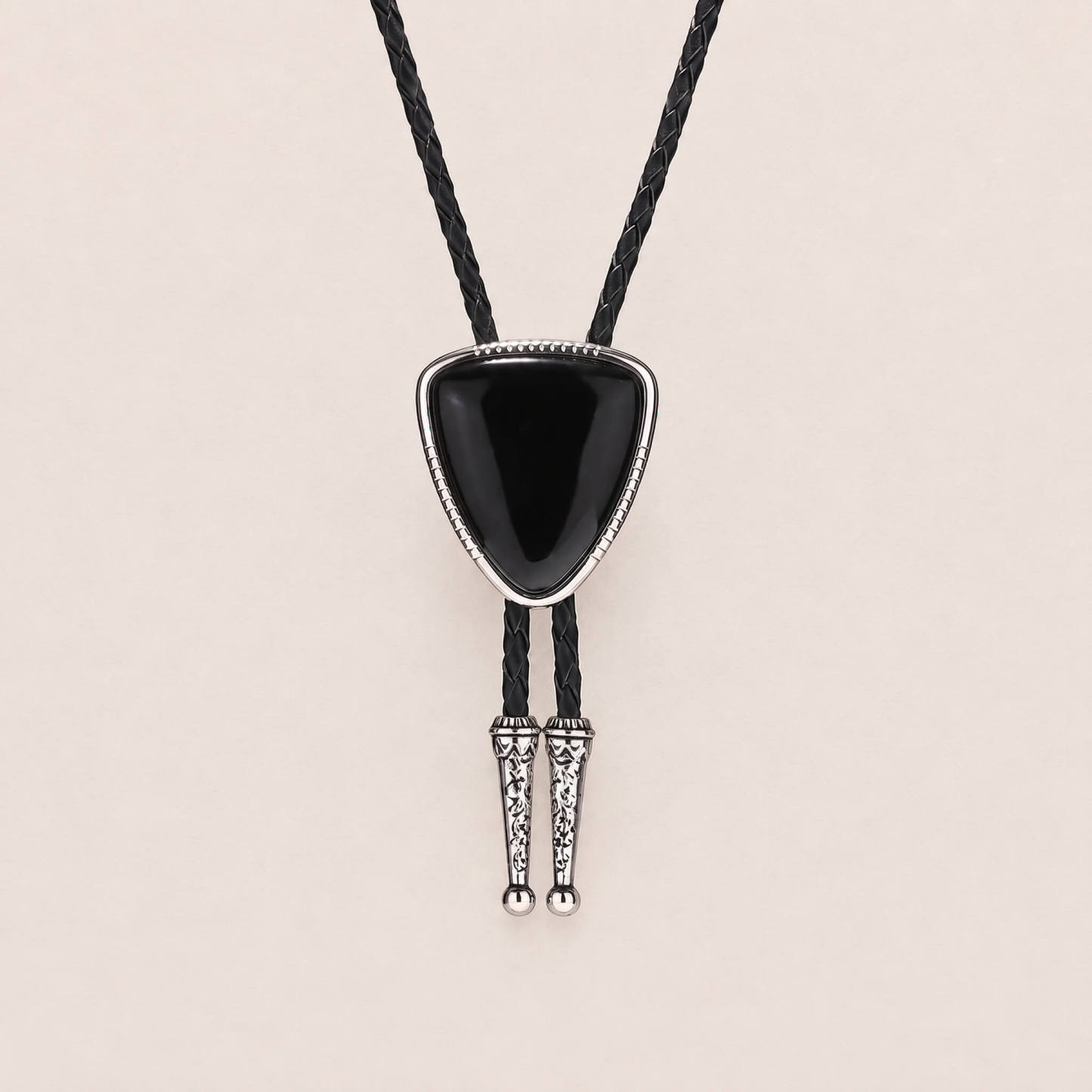mesathread-triangular-black-onyx-western-bolo-tie-ornament-slide-front-view